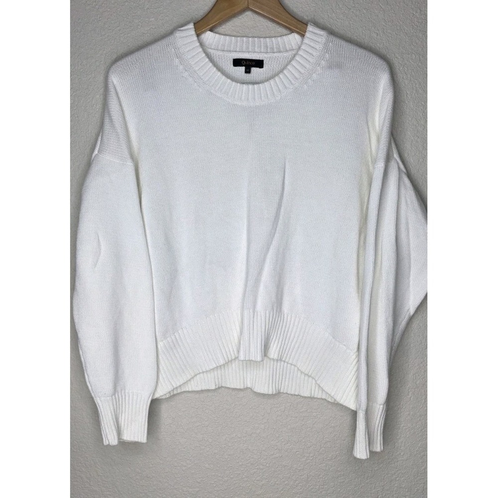 New Quince 100%‎ Organic Cotton Boyfriend Crew Pullover Sweater Woman M White